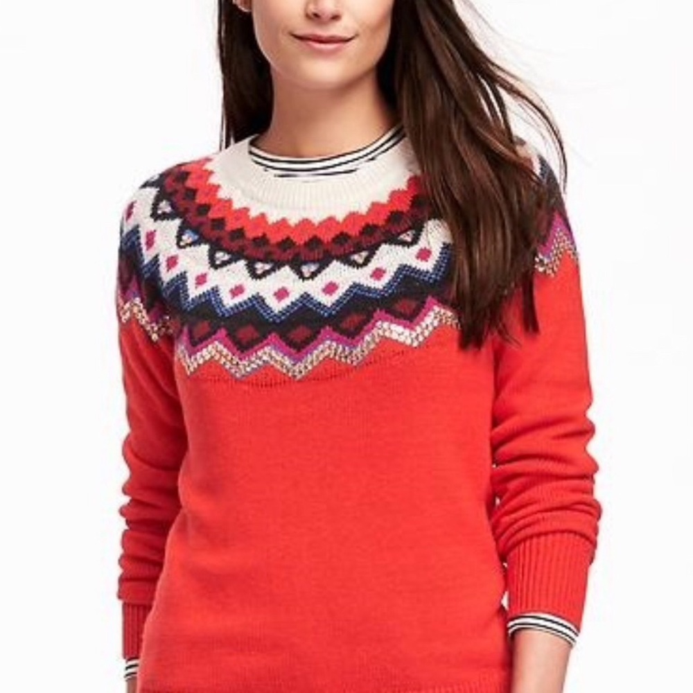 Old Navy Red Fair Isle Sweater